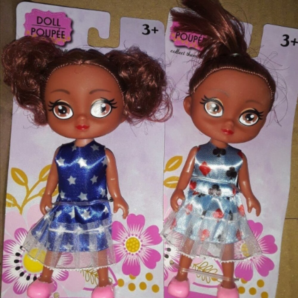 5 pc Black Beautiful 5.5 in. Adjustable Dolls Girls